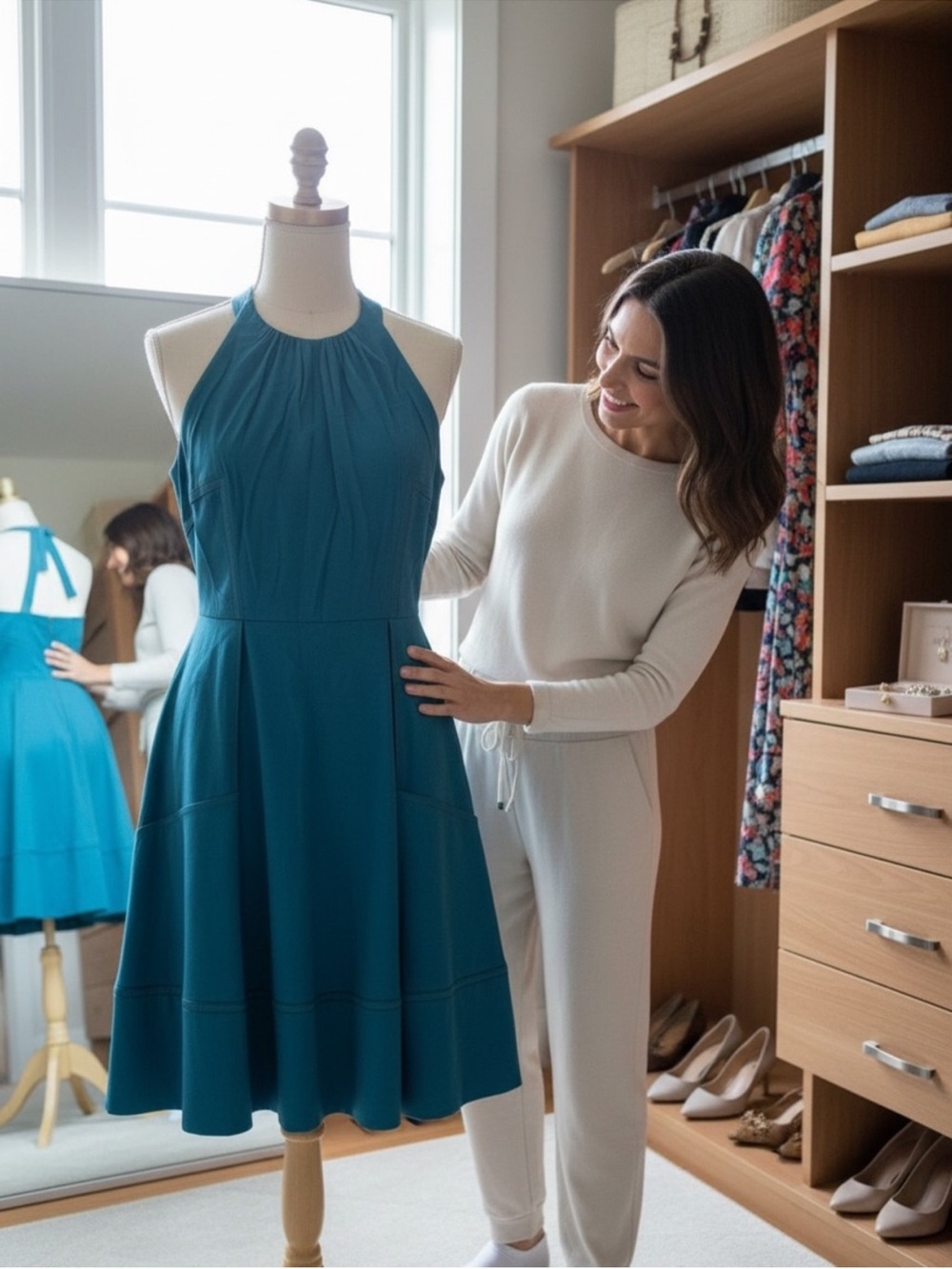 Jessica Simpson Teal Halter Midi Dress